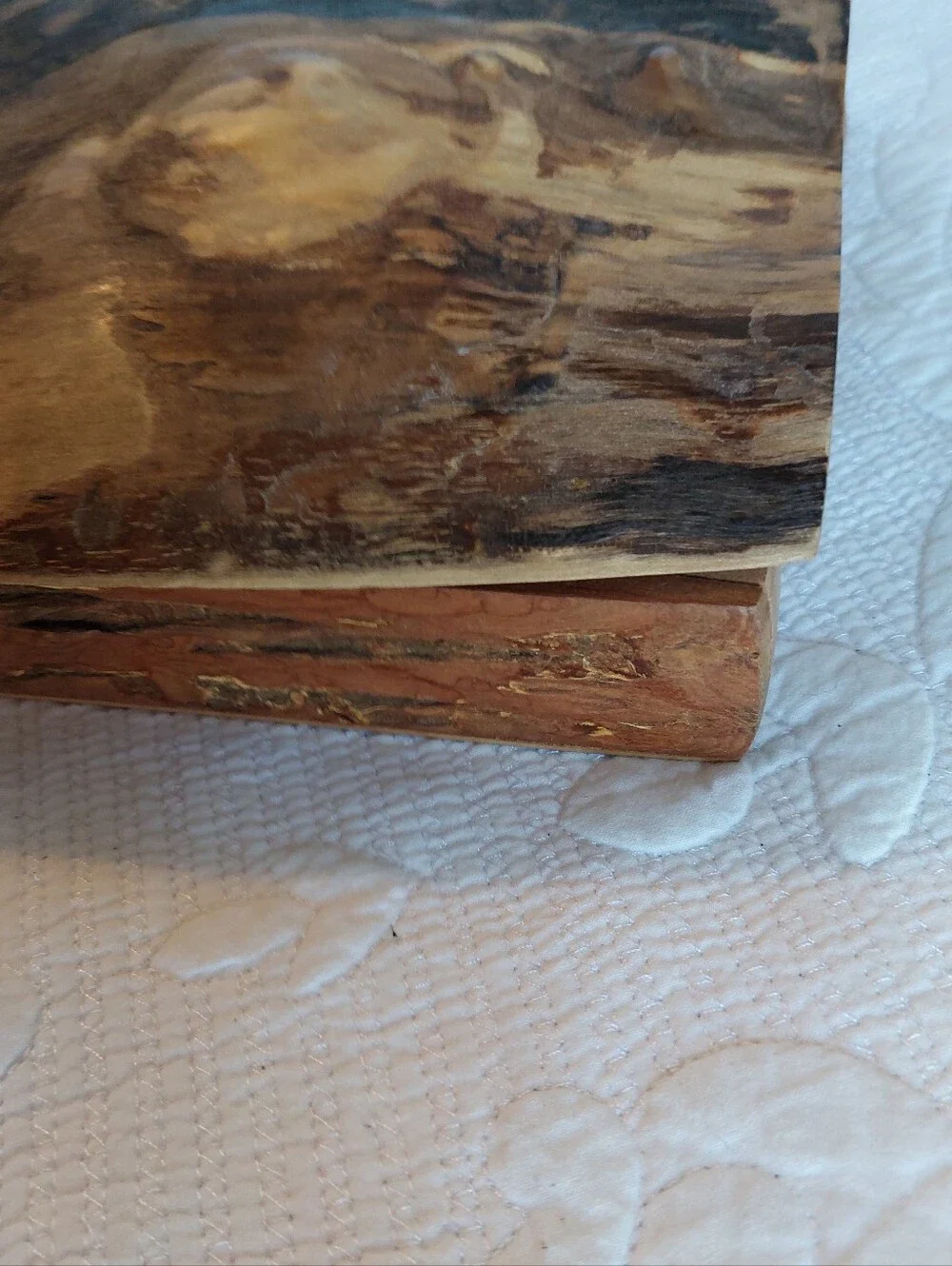 Handmade Walnut Burl Wood Box with Lid Live Edge Rustic Cabin Cottage Core READ